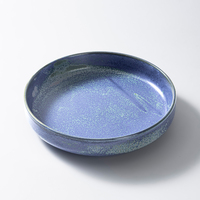 Bol large peu profond en céramique vert olive rustique de 10 pouces avec glaçure réactive, idéal pour salades et pâtes, pour la restauration hôtelière et la vaisselle de table