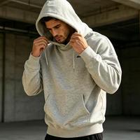 Hoodie Pria Ukuran Besar Mewah Kustom Grosir, Bahan Katun Tebal dengan Cetak Flock