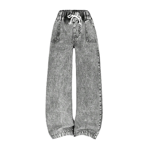 <span class=keywords><strong>Jean</strong></span> gris tendance pour petite fille avec nœud décoratif, coupe droite, pantalon en denim polyvalent pour enfant, personnalisable - Product Image 4