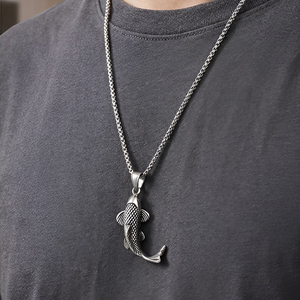 New Stainless Steel Fish Pendant Religious Necklace Lucky Fish Necklace Biker Amulet Fish Jewelry Koi Pendant Necklace - Product Image 3