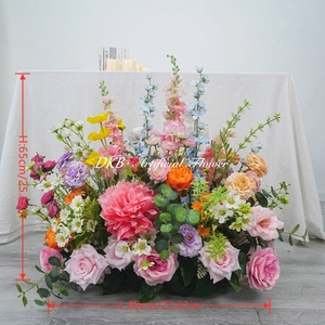 Arreglo floral artificial rosa y verde para pasillo, flores de seda para decoración de bodas, eventos y fiestas. - Product Image 2