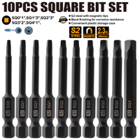 Embouts de tournevis magnétiques carrés KiWALL S2, antirouille, 60 mm de long, fiables, jeu de 10 embouts