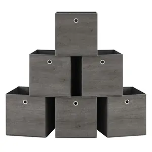 Songmics 6 peças organizador de armário em tecido caixa de armazenamento dobrável cubos de caixa dobrável