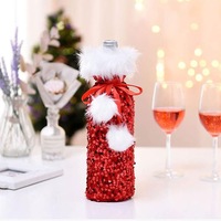 Vente d'usine Sequin Couverture de bouteille de vin de Noël Pull de bouteille de vin pour décorations de Noël