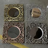 Assiettes de présentation carrées en plastique doré de 12 pouces, imprimées en 1 couleur, ajourées, finition miroir, pour le Ramadan, Pâques, le Nouvel An et les dîners