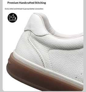 Chaussures de skate décontractées Gongyang en cuir véritable blanc pour homme, collection Printemps/Été 2026, semelle souple, doublure en cuir de vachette respirante - Product Image 6