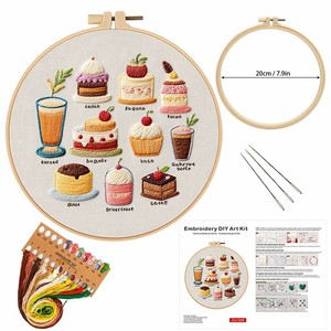 Adorables Kits de Bordado DIY con Diseño de Mimosa, Preimpresos con Patrones de Cupcakes, Frutas y Postres - Product Image 6