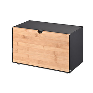 Boîte à pain en bambou 36x24x19cm, rangement de cuisine moderne et minimaliste avec couvercle pour le pain et les produits de boulangerie - Product Image 2