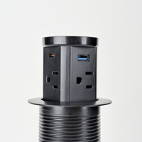 Enchufe Eléctrico Emergente con Cargador Inalámbrico de 15W, Enchufe Hidráulico para Encimeras de Cocina, Enchufe Empotrado para Orificios de 60mm