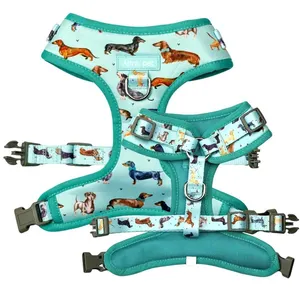 Stylish Printing Reversible Dog Harness Vest Pet Supplies Print Soft Neoprene Chic Dog Harness Custom Designer Pet Collar Leash