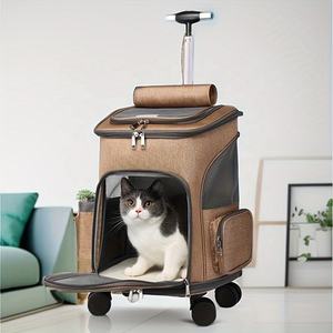AMZN tas punggung pembawa hewan peliharaan, ransel troli dapat dilepas ritsleting anjing kucing beroda Mewah Ramah Lingkungan - Product Image 1