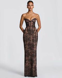Abito <span class=keywords><strong>lungo</strong></span> da donna sexy a sirena <span class=keywords><strong>senza</strong></span> <span class=keywords><strong>spalline</strong></span> con lacci sul retro, <span class=keywords><strong>vestito</strong></span> elegante da sera per feste e club - Product Image 5