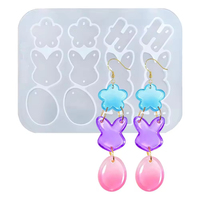 Moules en résine époxy silicone, moules lapin, œuf, papillon, fleur pour la fabrication de porte-clés, bijoux, pendentifs, boucles d'oreilles DIY