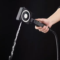 Nouvelle conception de pomme de douche à main carrée à 5 fonctions, haute pression, effet pluie, avec bouton d'arrêt d'eau pour salle de bain