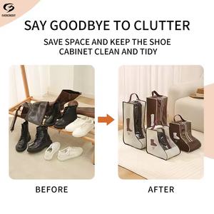 حقيبة أحذية محمولة مقاومة للماء مصنوعة من البي في سي مع حزام سحب ومقبض متين للسفر والتخزين - Product Image 4