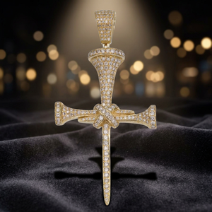 Collier pendentif croix en argent 925 plaqué or, chaîne à maillons hip-hop, bijoux de charme pour hommes et femmes, idéal pour les soirées - Product Image 3