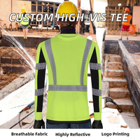 T-shirt personnalisé en tissu polyester respirant de haute qualité, séchage rapide, réfléchissant, avec LED clignotante, conforme à la norme ANSI Classe 2, logo personnalisé