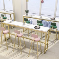 Ensemble table et chaises de bar au design métallique moderne nordique, chaise haute murale, durable, pour usage en centre commercial, mobilier de café