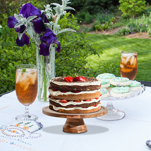 Acacia <b>Wood</b> <b>Cake</b> <b>Stand</b> with Dome Elegant Food Serving Platter for Weddings and Parties <b>Cake</b> Tools - Product Image 2