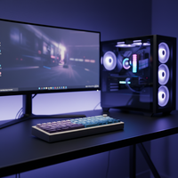 ZORNHER ST68 68-Key Milk Coffee+Fantasy Realm Split Keyboard RGB Tri-mode Wireless Ergonomic Silent Keyboard for Gaming