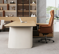 Bureau de direction de luxe haut de gamme moderne en bois et métal, table de président avec tiroirs utilitaires muraux épaissis thermoformés
