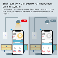 Interrupteur intelligent à intensité variable LangYeao 1/2/3 voies Tuya Zigbee, norme américaine, gradation progressive de 1% à 100%, compatible avec Alexa et Google Home