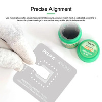 RELIFE RL-044 Kit de 58 gabarits en acier pour reballing de puces BGA Android Qualcomm Snapdragon Dimensity HiSilicon