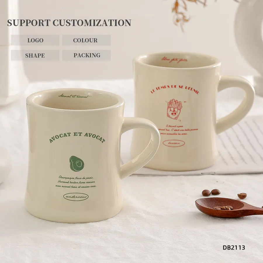 12oz White Vintage Retro Diner Style Classic Cream Coffee Mug Custom Creative Ceramic Coffee Thick Diner Mug Ceramic Mugs