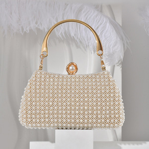 Hot Sale European and American Socialite Style Pearl Evening Bag Metal Handle Chain for Party Ceremony <b>Wedding</b> Bags Women <b>Clutch</b> - Product Image 2