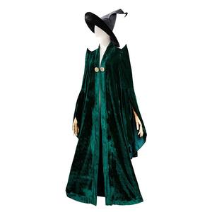 Costume de cosplay de la professeur Minerva <span class=keywords><strong>McGonagall</strong></span> pour Halloween et le carnaval, robe en velours vert, cape RMOV-003 - Product Image 2