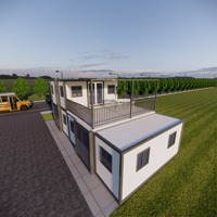 Casa Contenedor Expandible de Lujo de 20/40 pies, Prefabricada Modular, de 3 a 8 Dormitorios, Sala de Estar Completa, de Dos Pisos con Terraza