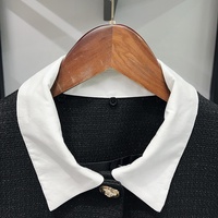 OUDINA Nouvel ensemble deux pièces élégant pour femme : Blazer court en tweed à boutonnage simple et pantalon contrastant