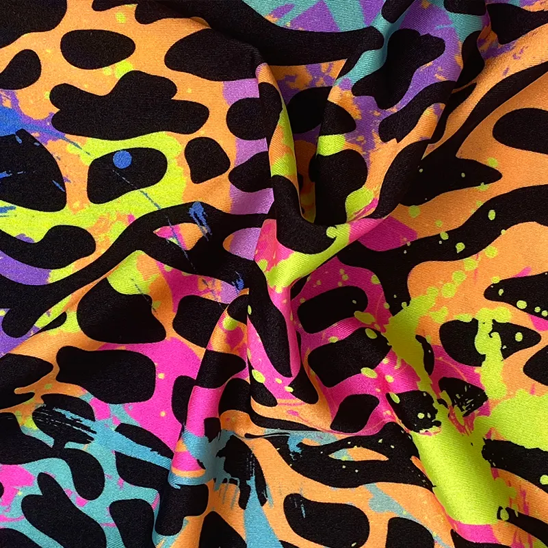 Brand new 80% nylon 20% spandex nylon fabric digital gold animal leopard print fabric for women swimwear