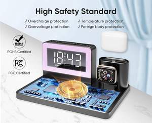 <span class=keywords><strong>Station</strong></span> de charge sans fil de bureau 5 en 1 à guichet unique 7 couleurs veilleuse réveil chargeur sans fil pour <span class=keywords><strong>iPhone</strong></span> iWatch Airpods - Product Image 5