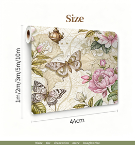 Murale 3D Tradizionale Fudi con Stampa in Rilievo, Adesivo Rimovibile Impermeabile in Vinile, Decorazione d'Interni con Stampa a Getto d'Inchiostro Floreale - Product Image 2
