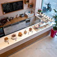 Meuble de café personnalisé design blanc surface solide comptoir cuire beignet café moderne comptoir de bar présentoir