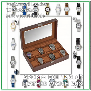 Boîte à montres en bois, 12 emplacements, intérieur en faux daim, fermeture à pression anti-poussière, forme rectangulaire - Product Image 2