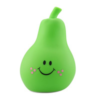 Lampe de nuit en silicone ABS pour enfants, en forme de poire, avec télécommande, LED, alimentée par piles, pour chambre à coucher ou chambre