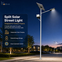 Lampadaire solaire à panneaux séparés avec batterie intégrée sur le poteau pour projets routiers, garantie prolongée