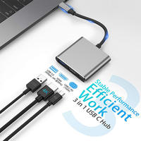 Jasoz 3 in 1 USB-C Hub ke USB 3.0 untuk Konverter Adaptor dengan Pengisian Daya & Transfer Data dari Aluminium Alloy Tersedia