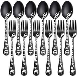 Wholesale Stainless Steel <b>Dessert</b> <b>Fork</b> Coffee Spoon Cutlery Sets with Christmas Designs for Restaurants Hotels Christmas Gifts - Product Image 1