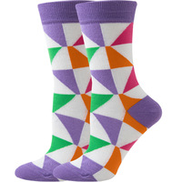 Nouvelles chaussettes fantaisie unisexes à rayures colorées et motifs géométriques, chaussettes tricotées tendance et uniques à motifs variés pour femmes