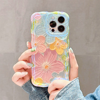 Coque arrière de luxe LeYi, motif vague florale mignon, antichoc, étui scintillant en TPU pour iPhone 17 15 16 Pro Max