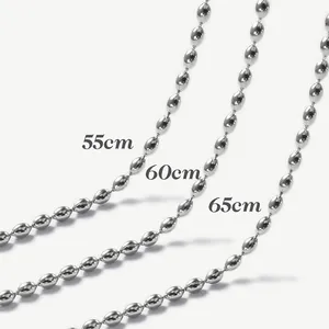 Chris April 316L Stainless Steel PVD Silver Plated Oval Beads Chain Necklace