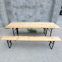 Ensemble table et banc pliants en bois de sapin massif, légers, portables, gain de place, pour extérieur, jardin, camping, pique-nique, patio, cour.