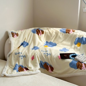 Textile de maison en gros hiver doux canapé-lit couvertures double couche polaire Sherpa personnalisé dessin animé impression chien chiot toutes saisons jeter - Product Image 2