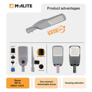 Lampadaire LED commercial à longue durée de vie 100000H, IP66 IK10, optique large, pour autoroute, rue, voie publique, parking - Product Image 3