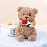 Ours en peluche décoré de cœurs rouges et de roses avec inscription « Je t'aime », ours en peluche abordable, cadeau doux pour les enfants et les amoureux