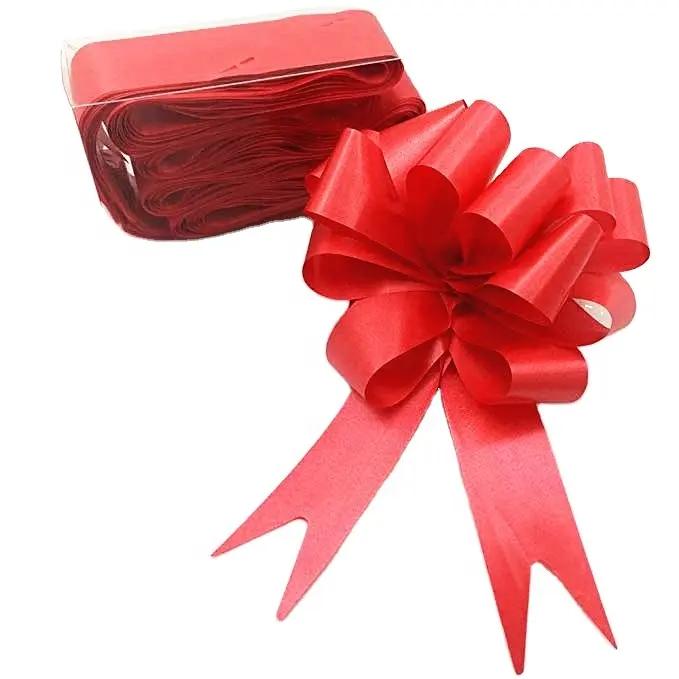 2/4/10 inch 5cm אדום מתכתי גדול פוליפרופילן pp פלסטיק פולי חג המולד מתנת פלסטיק סרט למשוך קשתות עבור גלישה