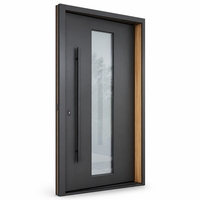 Porte d'Entrée Bois-Alu Certifiée CE Double Vitrage Low-E Étanche Extérieure pour Villa et Maison Moderne